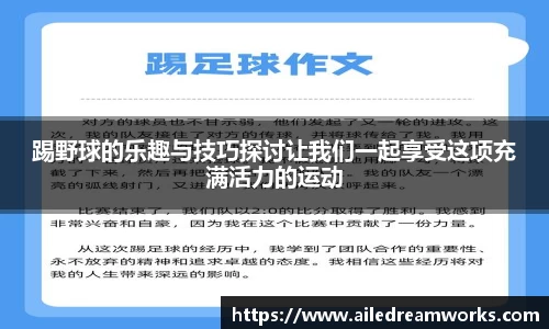 踢野球的乐趣与技巧探讨让我们一起享受这项充满活力的运动